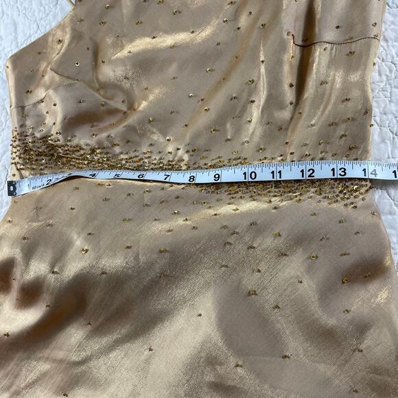 🔥Vintage Y2K Asymmetrical Neck Beaded Embellished Open Back Formal Party Dress - Picture 14 of 16